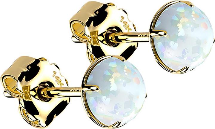 Actual product image Star Piercing Stud earrings 14k gold with opal white (without brass, 14k gold)