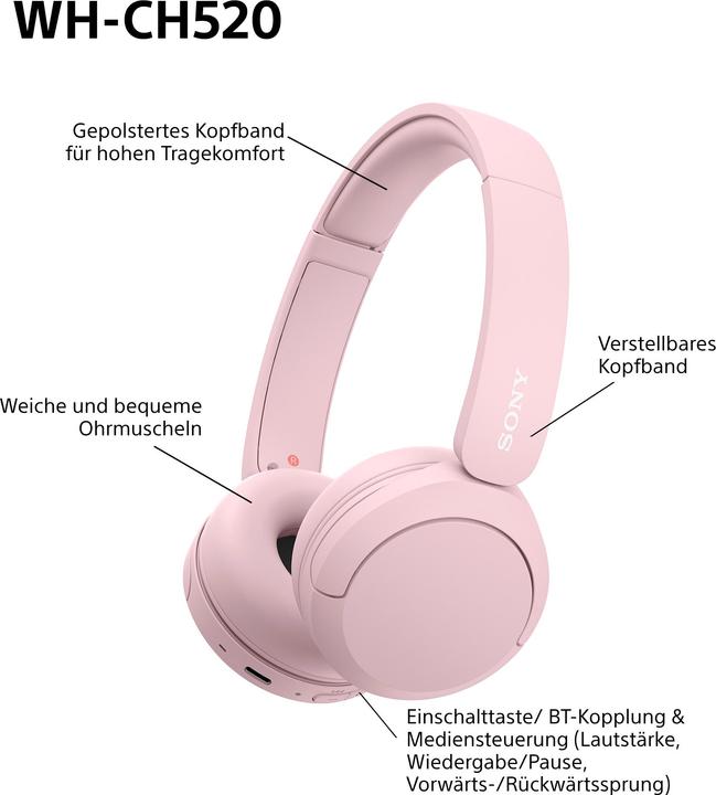 Produktbild Sony WH-CH520 (keine Geräuschunterdrückung, 50 h, Kabellos)
