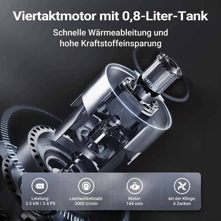 Produktbild Wiltec Benzin Bodenhacke 36cm Gartenhacke mit Motor 144ccm Motorhacke Bodenfräse