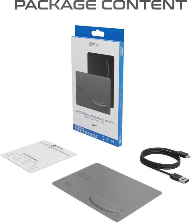 Produktbild prio Fast Wireless Charging Mouse Pad 15W (USB C) gray