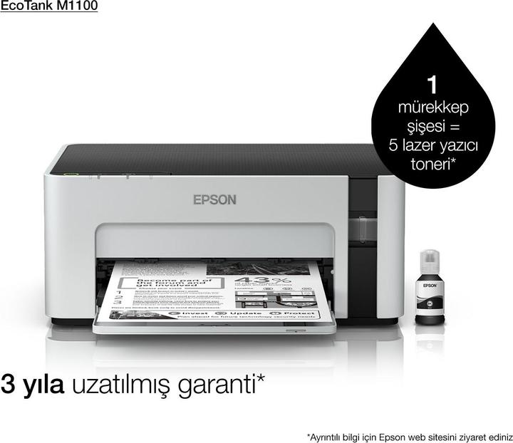 Image du produit Epson EcoTank M1100 - 1440 x 720 DPI - 1 - A4 - 15000 pages par mois - 32 pages par mois (Réservoir d'encre, Noir et blanc)