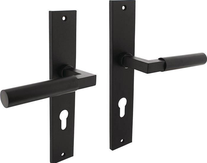 Intersteel Langschildschildgarnitur Baustil Zamak F71 schwarz PZ 72 mm DIN links / rechts (Türgarnitur)