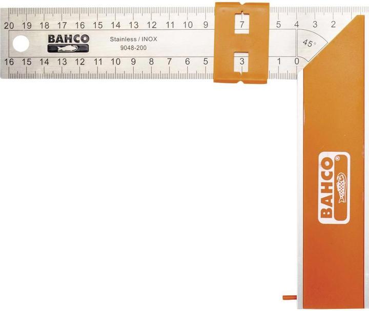 Actual product image Bahco Carpenter's square with steel blade and sliding mark 350 mm