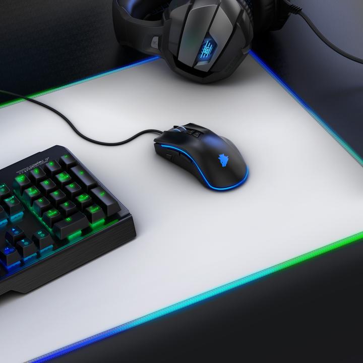 Immagine prodotto Titanwolf Tappetino per mouse da gioco RGB, tappetino per mouse XL 900 x 400 mm, migliora la precisione e la (XL)