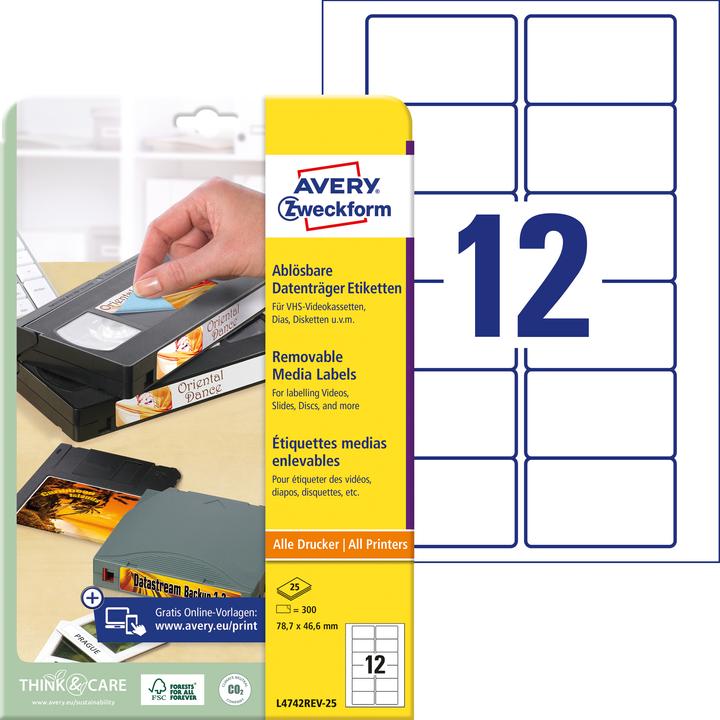 Actual product image Avery Video labels