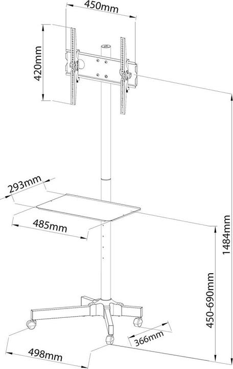 Image du produit Techly Chariot (Universel, 55", 25 kg)