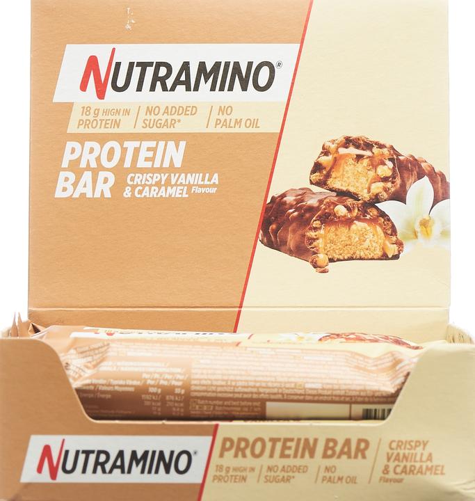 Actual product image Nutramino Crispy Proteinbar Vanilla & Caramel (12x64g) (Vanilla, 12 pcs., 660 g)