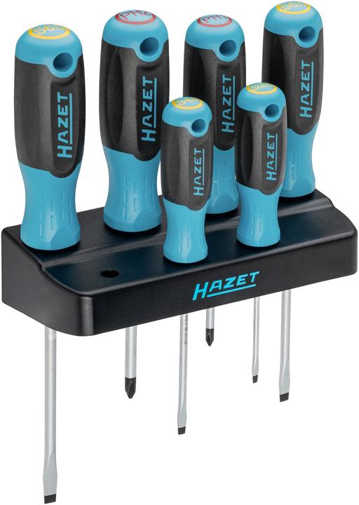 Immagine prodotto HAZET Set di cacciaviti 811SH-1/7 con supporto, set di 7 pezzi (blu/nero, set di cacciaviti a 3 (Incavo trasversale)