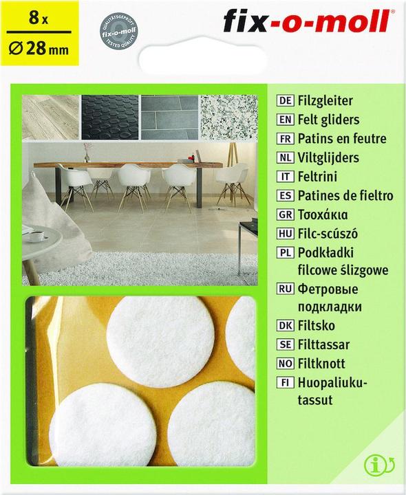 Immagine prodotto Fix-o-moll Piedini in feltro 3 mm / Ø 28 mm 8 x (Alianti in feltro, 8 Pezzo/i)