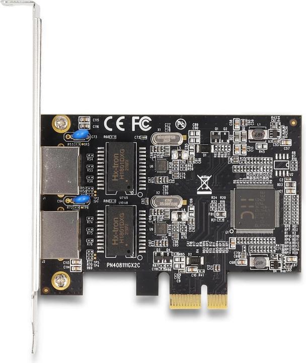 Actual product image Delock PCI Express x1 card to 2 x RJ45 Gigabit LAN RTL8111
