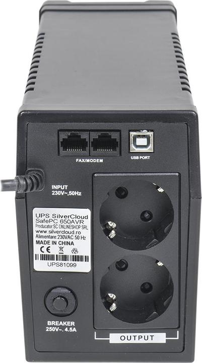 Actual product image SilverCloud UPS SafePC 650AVR Power 360 W LCD screen PC monitoring software (360 VA, 600 W)