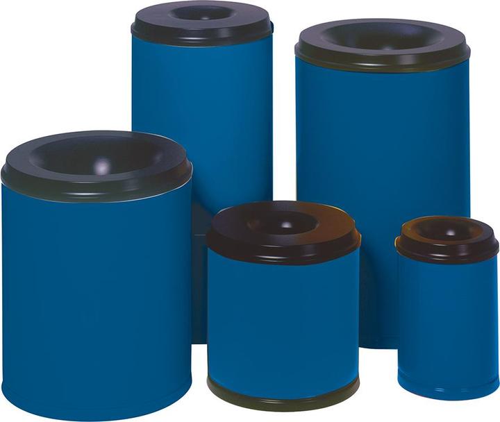 Actual product image VAR Waste paper bin Fireproof sheet steel 15 L blue powder-coated for optimum protection, i (15 l)
