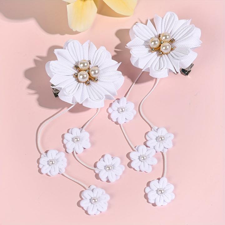 Produktbild Activity Board 2pcs Elegante Prinzessin Blume Haarspangen Süsse Faux Dekor Quaste Haarnadeln Ideal Haar Zubehör (2 Stk.)