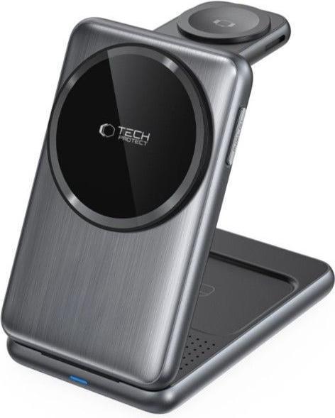 Produktbild Tech-Protect Dock station Universal QI15W-A42 3IN1 MAGNETIC MAGSAFE WIRELESS CHARGER Space Gray