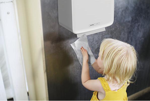 Produktbild CWS Handtuchspender PureLine Kunststoff mit Schloss weiss für 300 Blatt Lagenfalz oder Zick-Zack Pap
