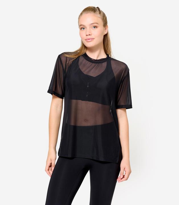 Actual product image Domyos T-Shirt Damen Netz locker - schwarz (M)