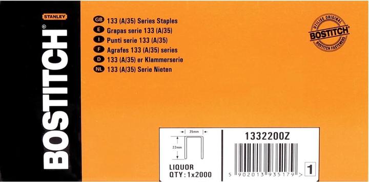 Produktbild Bostitch Karton Klammern 22 mm Liquor 2000 Stk. für DSA-3522-E / DS-3522-E / MS-3522-E / T541402 ( 1 (1 x)
