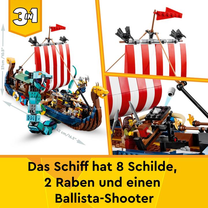 Actual product image LEGO Viking ship with Midgard serpent (31132, LEGO Creator 3-in-1)