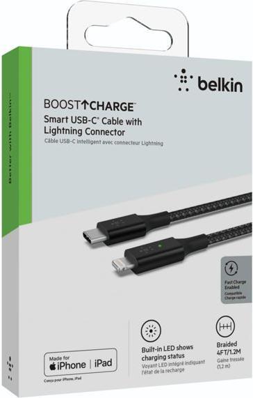 Produktbild Belkin USB-Ladekabel Boost Charge LED USB-C – Lightning 1.2 m (1.20 m, USB 3.2 Gen 1)