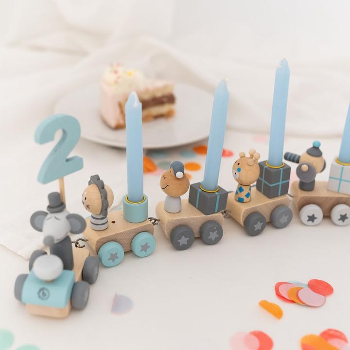 Produktbild Activity Board Geburtstag Zug, Baby Geschenk Geburt, Geburtstag Zug Kerze, Geburtstag Zug mit Zahlen