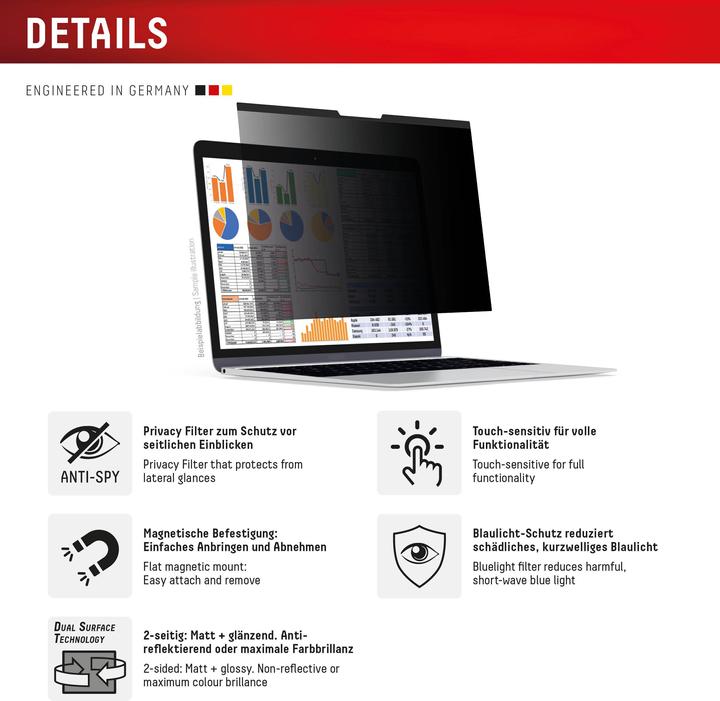Actual product image Displex Privacy Safe, Laptop Blickschutzfilter (12.50", 3 : 2)