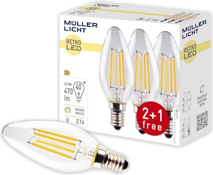 Immagine prodotto Müller Licht Kerze (E14, 4 W, 470 lm, 3 x, E)