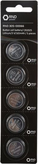 Actual product image RND Button cell battery, CR2025, 3V, pack of 5 (5 pcs., CR2025, 160 mAh)