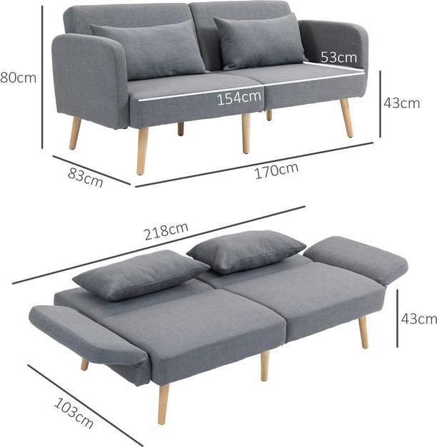 Immagine prodotto Swisshandel24 Divano letto a 3 posti, letto matrimoniale per ospiti, fino a 240 kg, schienali pieghevoli (3 posti)