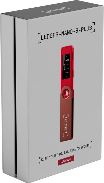 Actual product image Ledger Nano S Plus - Ruby Red (Ripple, Bitcoin, Litecoin, Cardano, TRON, Bitcoin cash, Ethereum Classic, Ether, Stellar, Monero, Dogecoin)