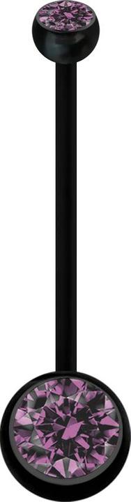 Produktbild Star Piercing Banane Schwangerschaft schwarz mit zwei Kugeln Kristall hellviolett (Bioflex, ohne Messing)