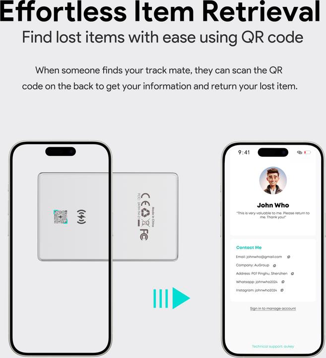 Produktbild Aukey TrackMate 3 Smart TrackerCard TM-21 (iOS)