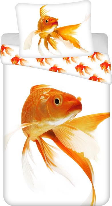 Actual product image Tinisu Goldfisch Bettwäsche - 140x200 cm weiche Baumwolle Fisch Kissen und Decke
