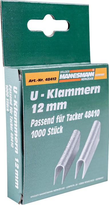 Immagine prodotto Mannesmann Graffette di ricambio da 12 mm a forma di U, per la pinzatrice 48410