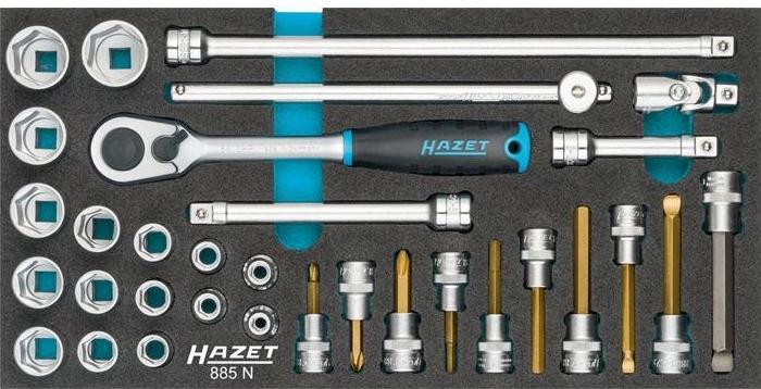 Actual product image HAZET Socket set 885N ∙ Square, hollow 10 mm (3/8 inch) ∙ Outside hexagon traction profile, Inside … (22 mm, 18 mm, 11 mm, 12 mm, 20 mm, 19 mm, 5 mm, 15 mm, 13 mm, 6 mm, 21 mm, 7 mm, 14 mm, 8 mm, 10 mm, 17 mm, 9 mm, 16 mm, 4 mm)