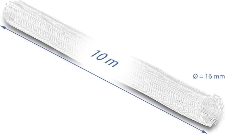 Produktbild Delock Geflechtschlauch selbstschliessend 10 m x 16 mm weiss (Kabelschlauch, 1000 cm)