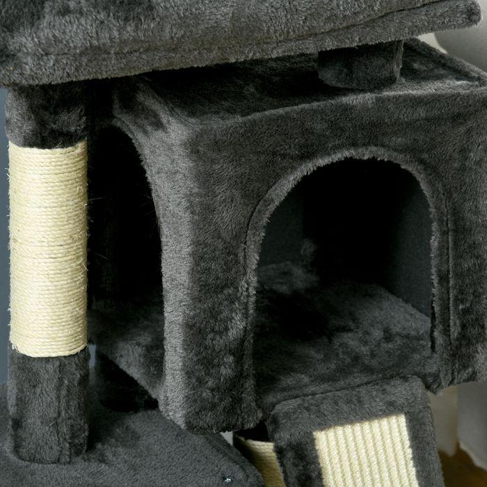 Produktbild Swisshandel24 Katzenbaum mit Sisalsäulen, Katzenkratzbaum, Katzen Kletterbaum, Katzenbaum, Dunkelgrau, 59 x 39 x 8 (83 cm, Dunkelgrau)