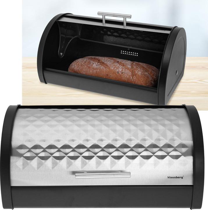 Actual product image Klausberg Bread bin with lid, stainless steel, silver-black