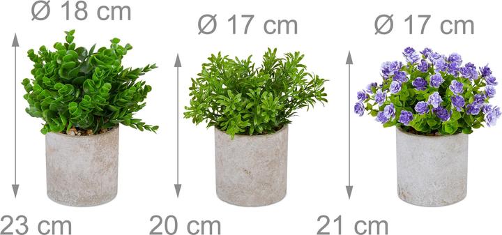 Immagine prodotto Relaxdays 3x pianta artificiale (23 cm)