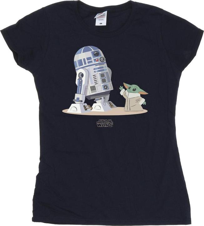 Actual product image Star Wars Womens/Ladies The Mandalorian R2D2 And Grogu Cotton T-Shirt (S)