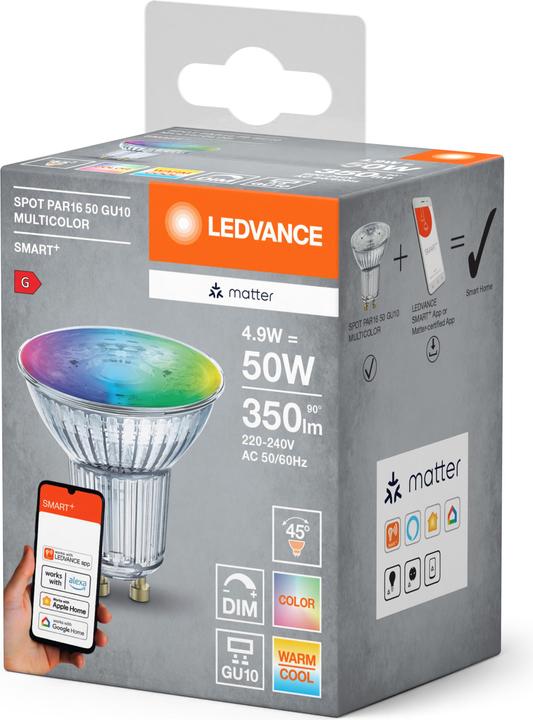 Actual product image Ledvance SMART+ MATTER SPOT GU10 MULTICOLOR 4.9W 827...865 Multicolour GU10 (GU10, 4.90 W, 350 lm, 4 x, F)