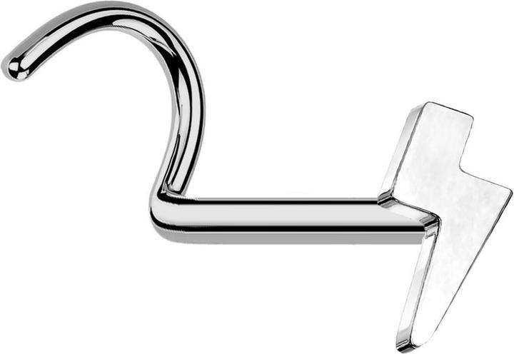 Produktbild Star Piercing Threadless Nasenstecker gebogen silber Blitz silber (ohne Messing, Titan G23)