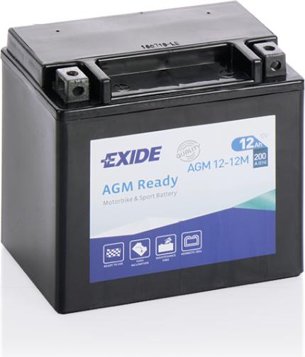 Actual product image Exide AGM Ready AGM12-12M YTX14-BS Motorcycle Battery 12Ah (12 Ah)