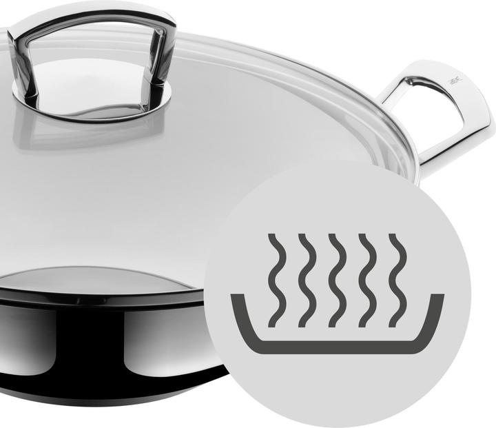 Produktbild WMF Wok Wokpfanne 36cm mit Glasdeckel Induktion Edelstahl (36 cm, Wok Pfanne, Edelstahl)