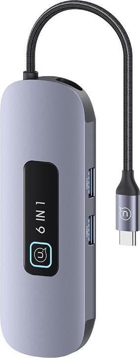 Actual product image Usams US-SJ642 PD100W 6in1 Multifunctional Type-C HUB with Light(Type-C To HDMI+USB3.0*2+TF+SD+PD100W ) (6 Ports)