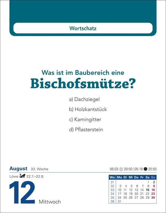 Etichetta energetica Harenberg Allgemeinbildung Tagesabreisskalender 2026 - Das tägliche Wissens-Quiz (Copertina morbida, Tedesco)