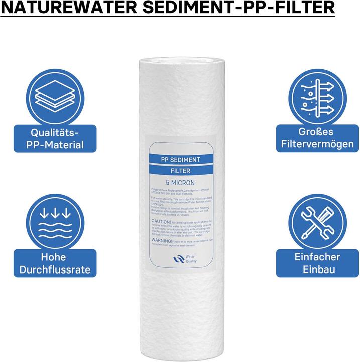Immagine prodotto Naturewater 10Inch 254mm 5µ Filtro a sedimenti PP Depuratore d'acqua