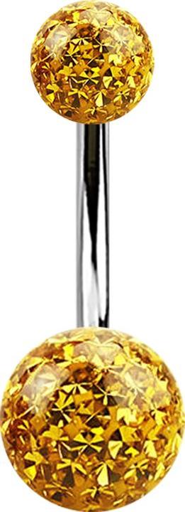 Produktbild Star Piercing Banane silber mit zwei Kristall Kugeln topaz Epoxy Schutzschicht (ohne Messing, Titan G23)