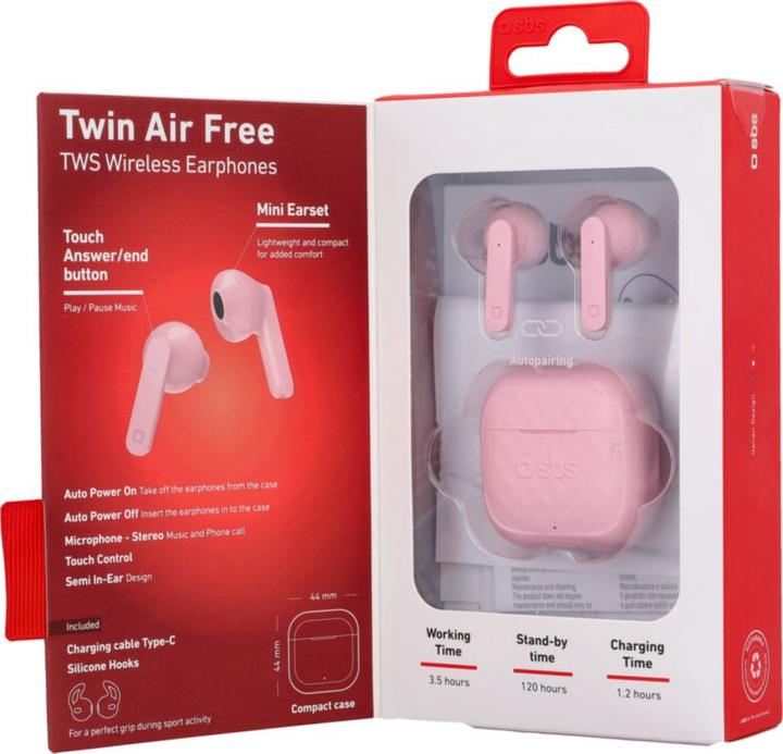 Immagine prodotto SBS Air Free - cuffie TWS con stazione di ricarica da 250 mAh (3.50 h, Senza fili)