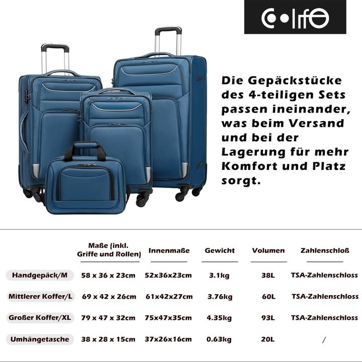 Produktbild Coolife 2-teiliges Handgepäck-Set (Handgepäck (bis 50l))