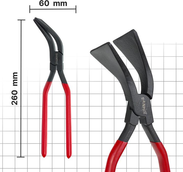 Image du produit Sanpro Pince à sertir / Pince à carrosseries - courbe 45 degrés (260 mm)